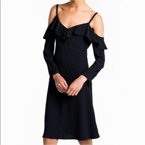 A.L.C. Felicia Cold-Shoulder Ruffle Black Dress 10